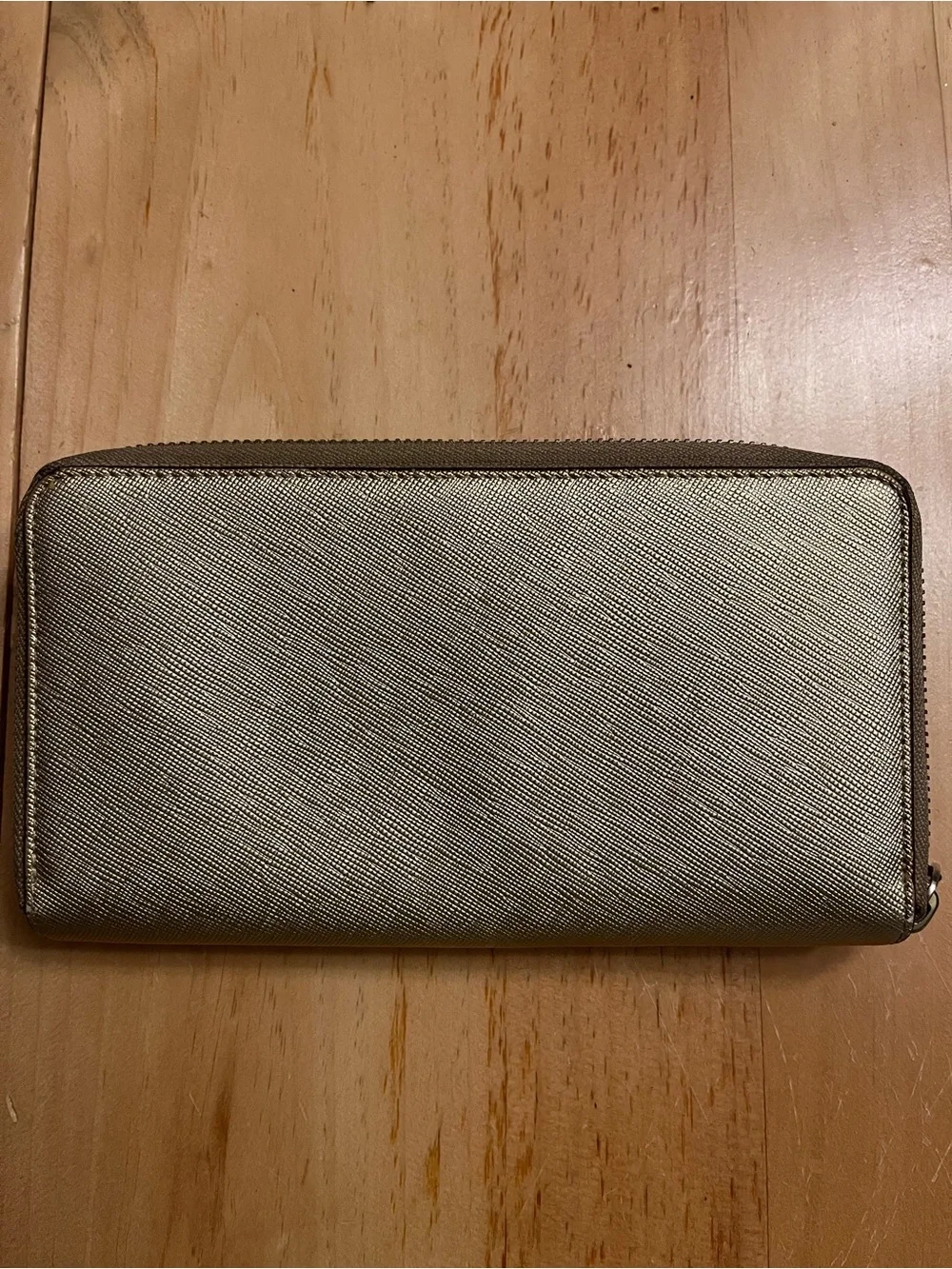 kate spade metallic gold textured zip wallet